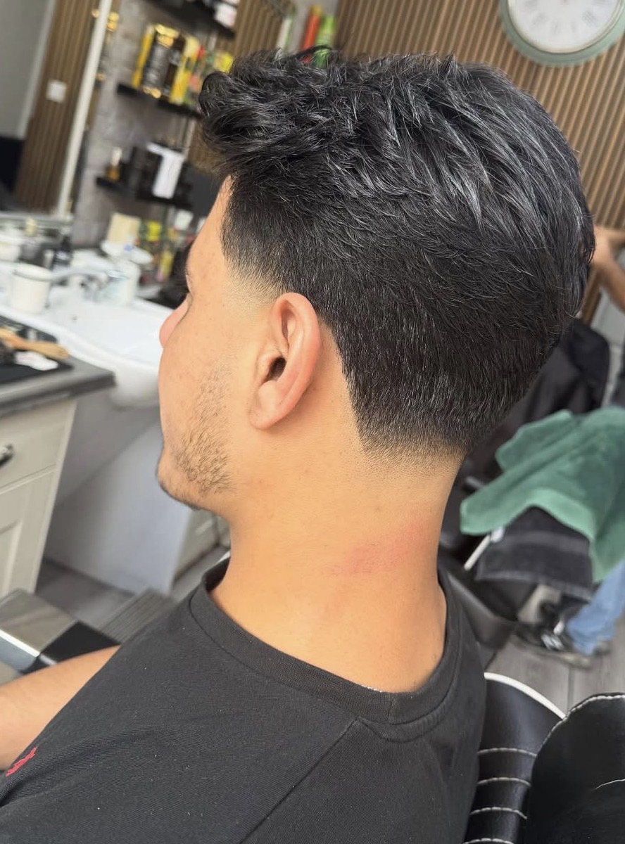 Taper fade with a textured top